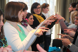 Group exercise at an event.