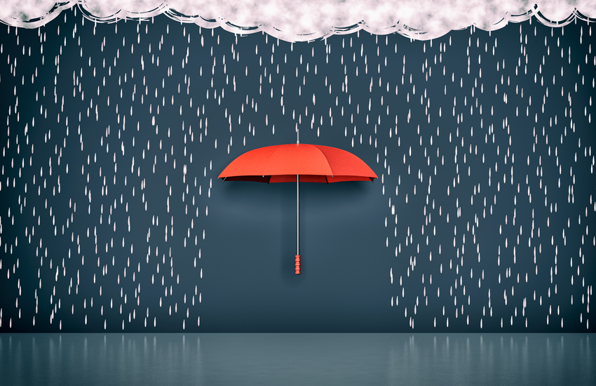 Ein Regenschirm, der Regen abhält