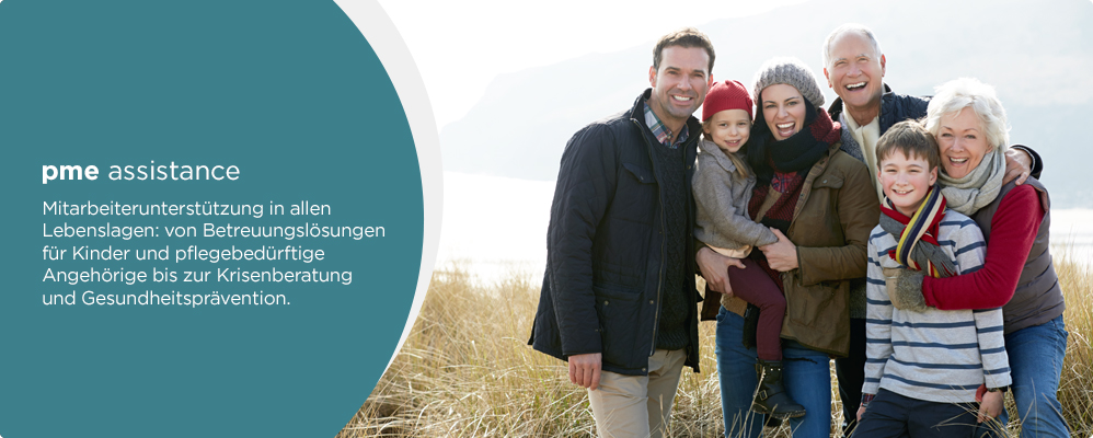 pme assistance Mitarbeiterunterstützung Lebenslagen Betreuungslösungen Kinder pflegebedürftige Angehörige Krisenberatung Gesundheitsprävention
