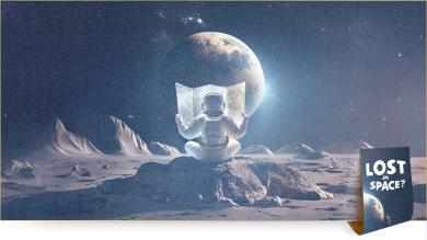 
		zu sehen ist ein Astronaut, der in eine Landkarte schaut
	