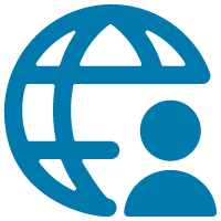 Icon gesellschaftliche Verantwortung Person vor Globus